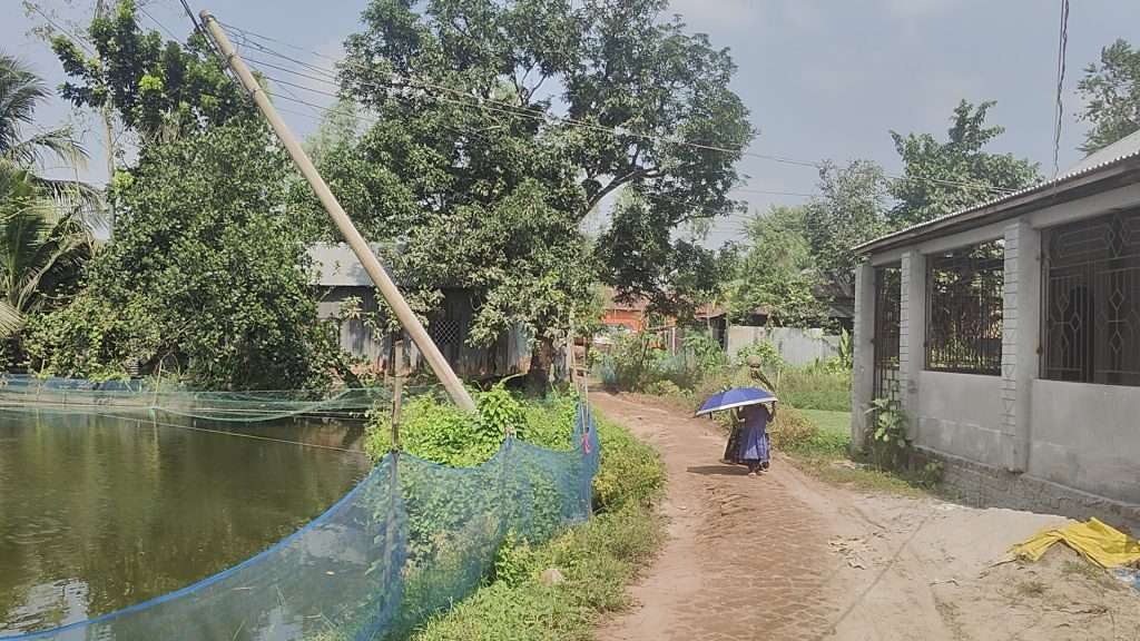 পুকুরে হেলে পড়েছে বিদ্যুৎ খুঁটি, গ্রামজুড়ে আতঙ্ক 3 IMG20251015114133 01